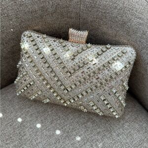 Alessia Beaded Minaudière Clutch Crystal Evening Bag Embellished Formal Wedding